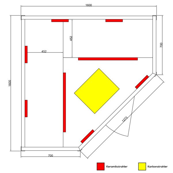 438 Infrarotkabine HALEY 160x160 Keramikstrahler 6