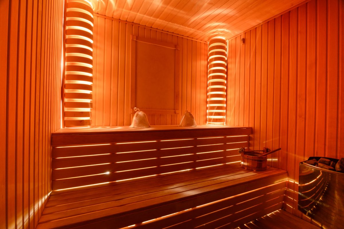 Sauna room in the wellness complex