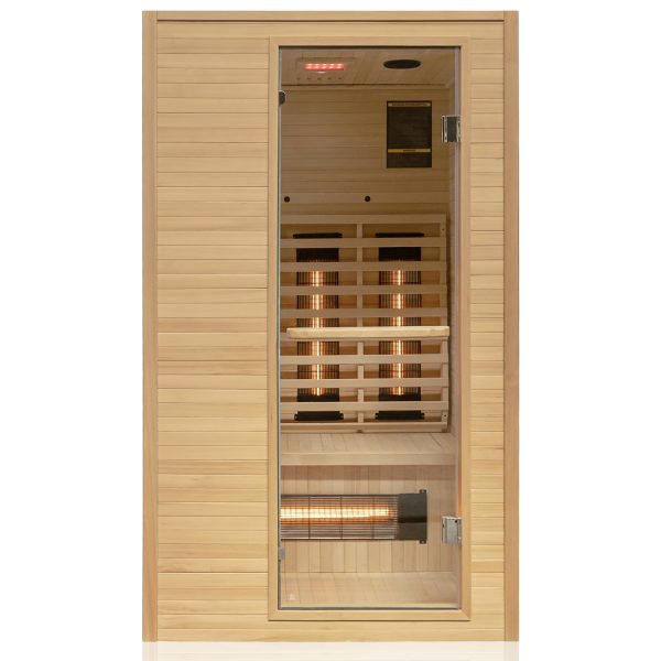 491 Dewello Infrarotkabine Infrarotsauna CALGARY 115cm x 105cm inkl Vollspektrumstrahler Bodenstrahler.jpg